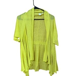 Anthropologie Yellow Bird Sparrow Short Sleeve Linen and Cotton Cardigan Sweater